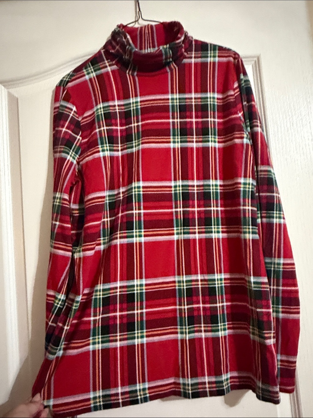 Lands' End Red Plaid Turtleneck Sweater